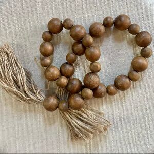 Wooden Bead Garland with Tassel